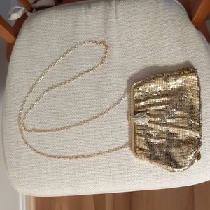 Whiting and Davis gold mesh clutch/ shoulder purse